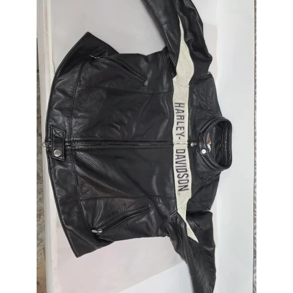 VTG Harley Davidson Womens Black Leather Jacket 2XL